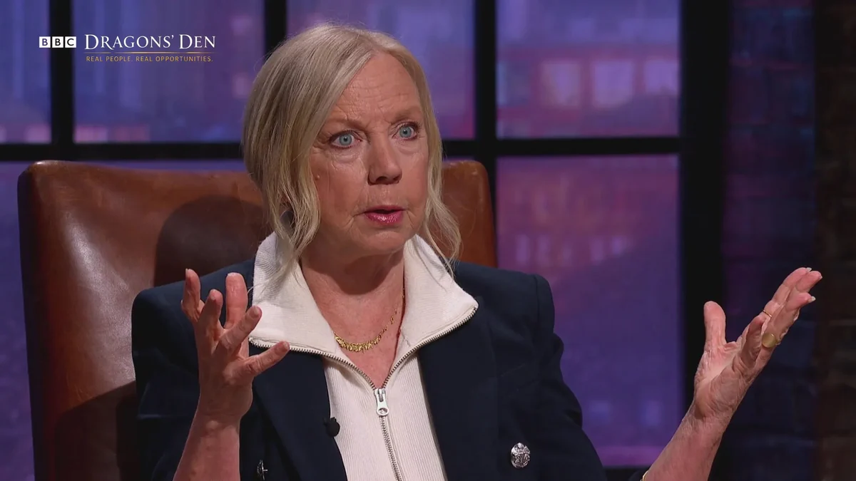 Deborah Meaden reacting to the Revive pitch